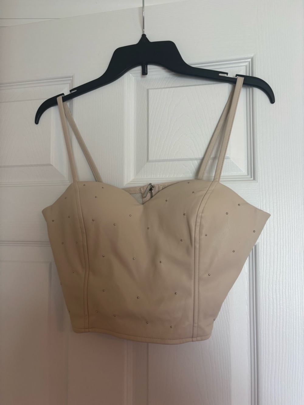 Sleeveless Studded Cream Bustier Crop Top